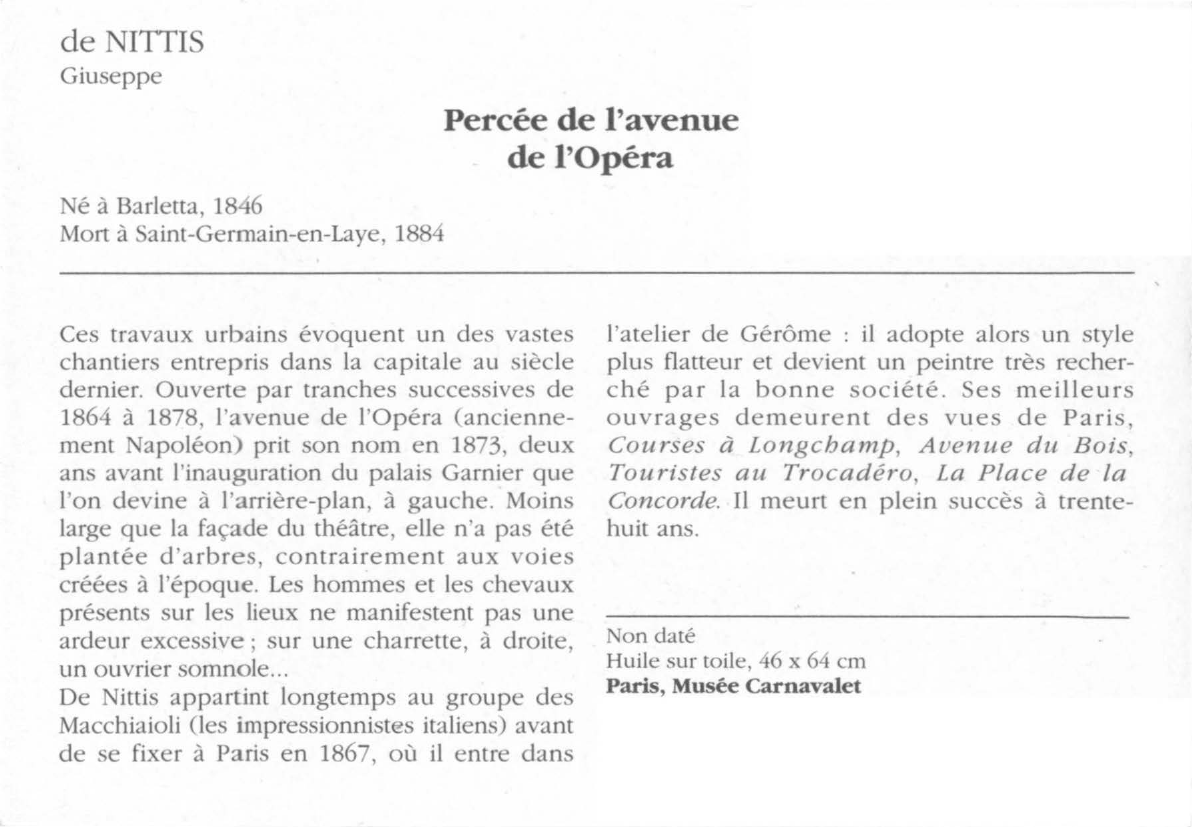 Prévisualisation du document de NITIIS Giuseppe : Percée de l'avenue de l'Opéra