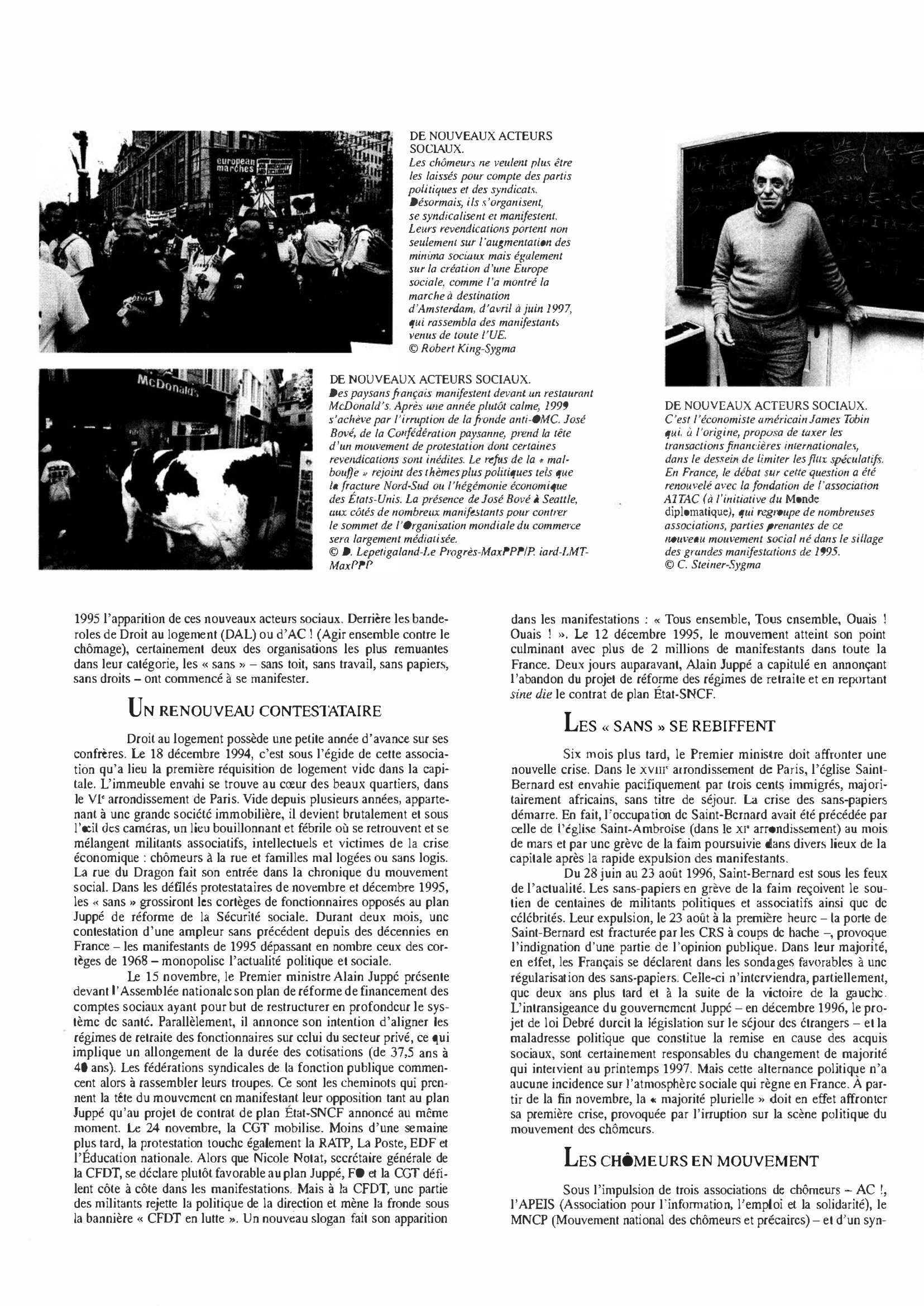 Prévisualisation du document DE NOUVEAUX 	  Acteurs sociaux de 1995 à 1999 : Histoire