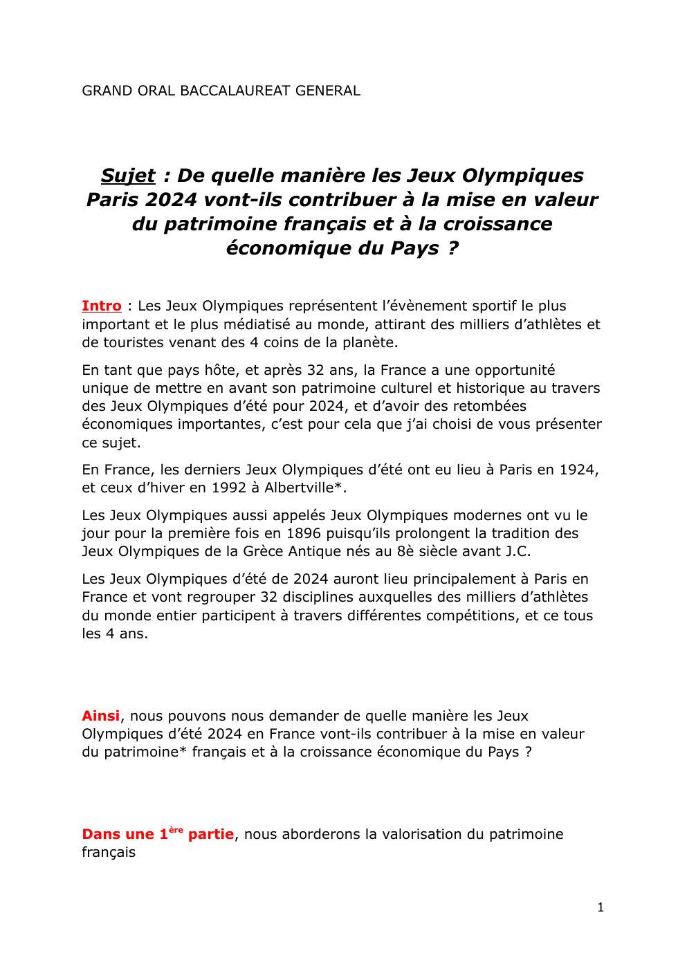 Prévisualisation du document De quelle manière les Jeux Olympiques Paris 2024 vont-ils contribuer à la mise en valeur du patrimoine français et à la croissance économique du Pays ?