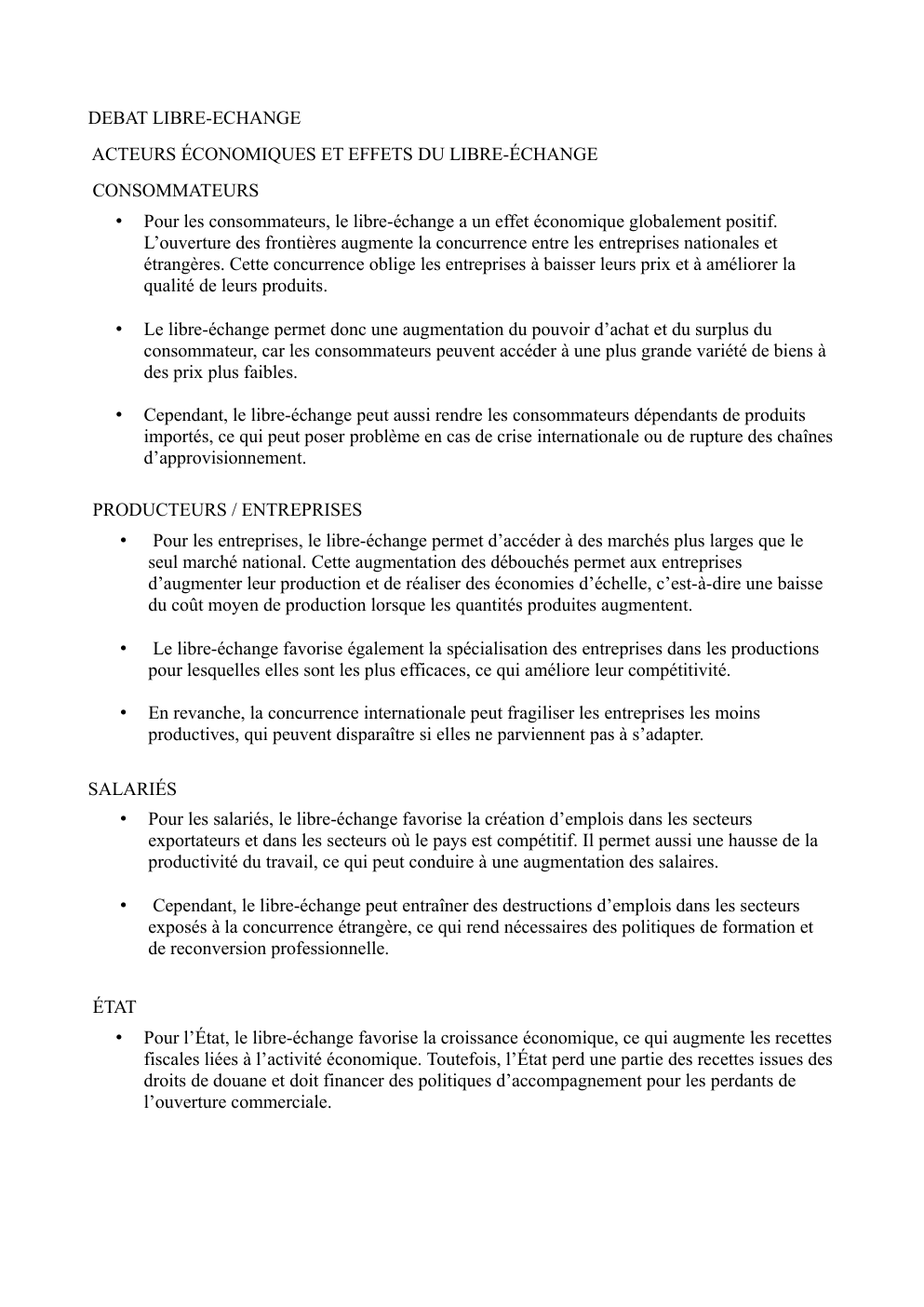 Prévisualisation du document DEBAT LIBRE-ECHANGE ACTEURS ÉCONOMIQUES ET EFFETS DU LIBRE-ÉCHANGE CONSOMMATEURS