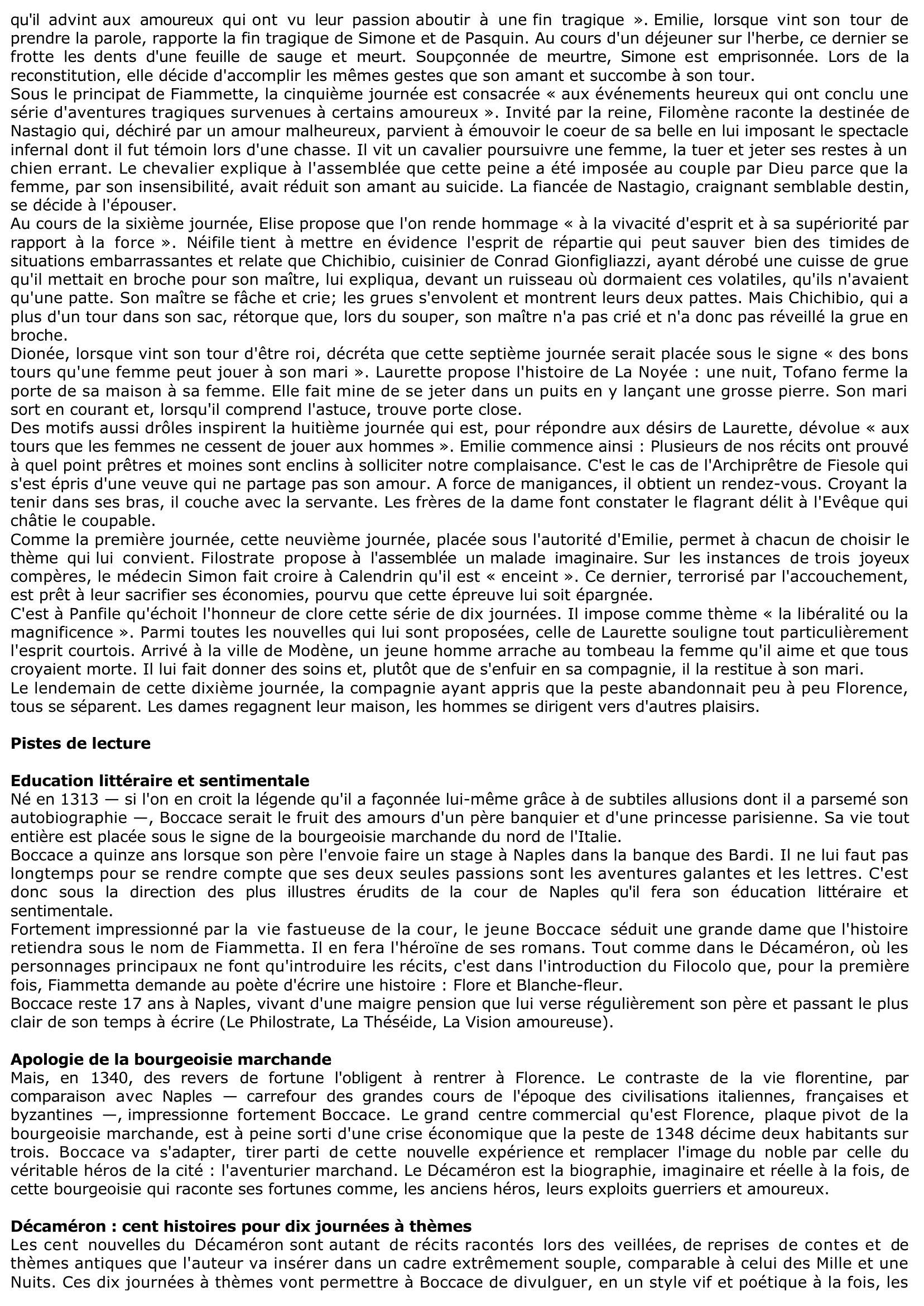 Prévisualisation du document 	Décaméron de BOCCACE (Résumé & Analyse)