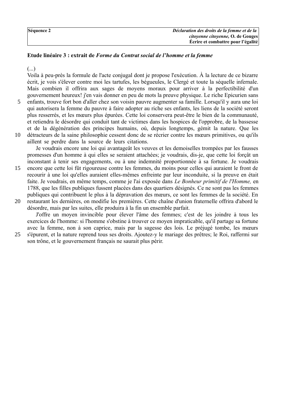 Prévisualisation du document Déclaration des droits de la femme Olympe de Gouges