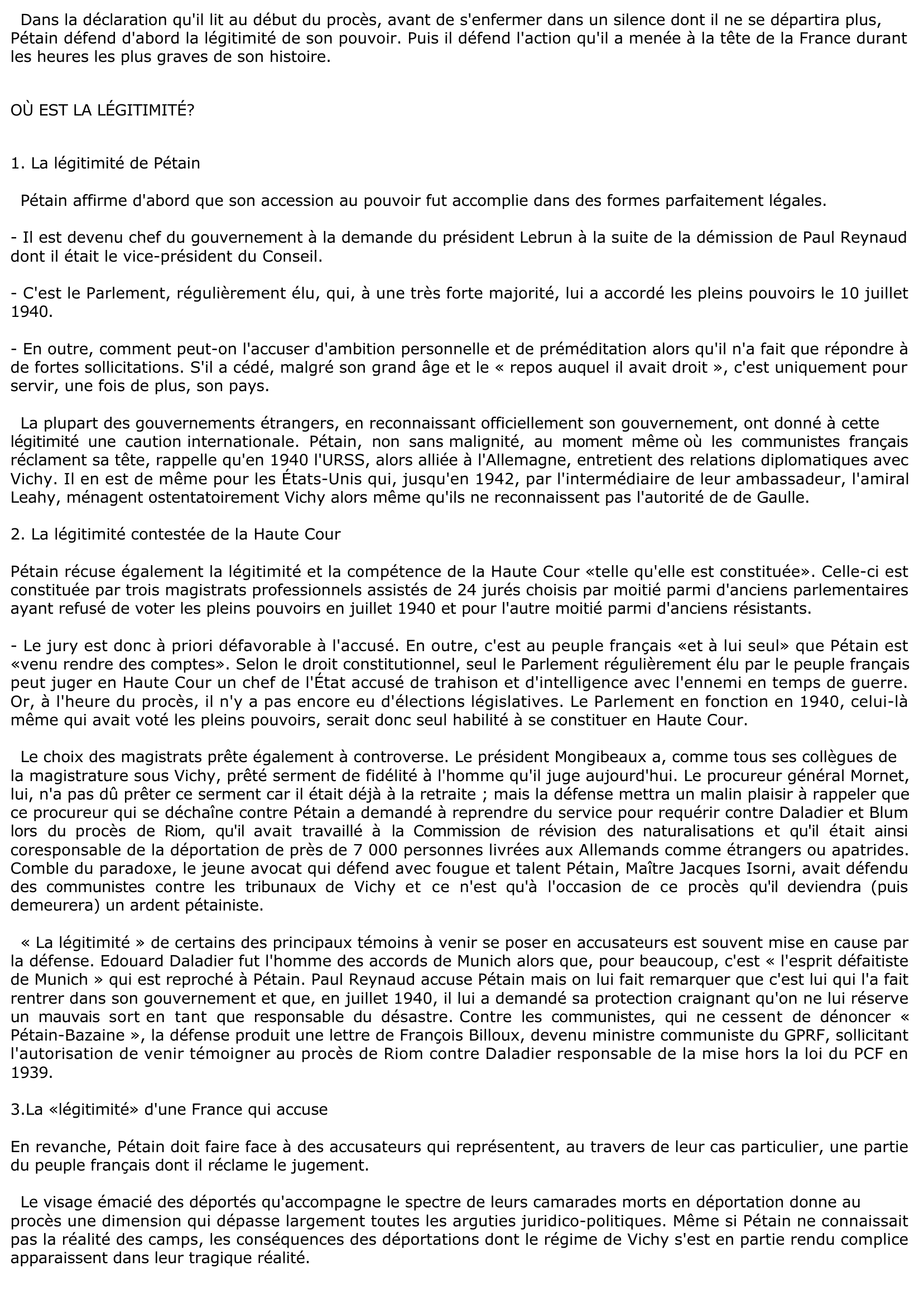 Prévisualisation du document Déclaration du Maréchal Pétain devant la Haute Cour.