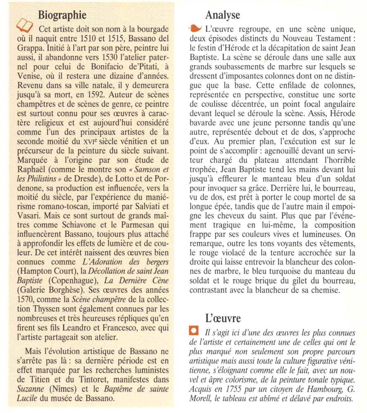 Prévisualisation du document DÉCOLLATION DE SAINT JEAN BAPTISTE DE BASSANO Jacopo