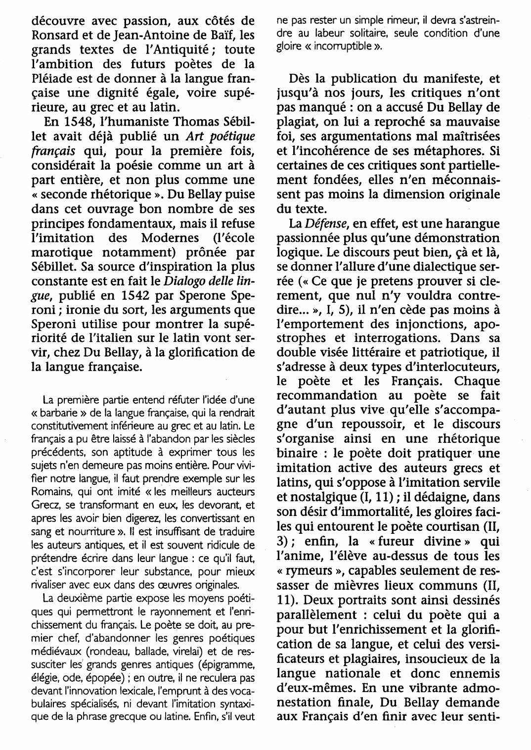 Prévisualisation du document DÉFENSE ET ILLUSTRATION DE LA LANGUE FRANÇAISE de Joachim du Bellay