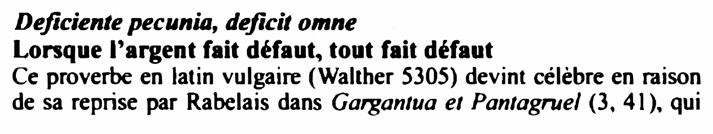 Prévisualisation du document Deficiente pecunia, deficit omne