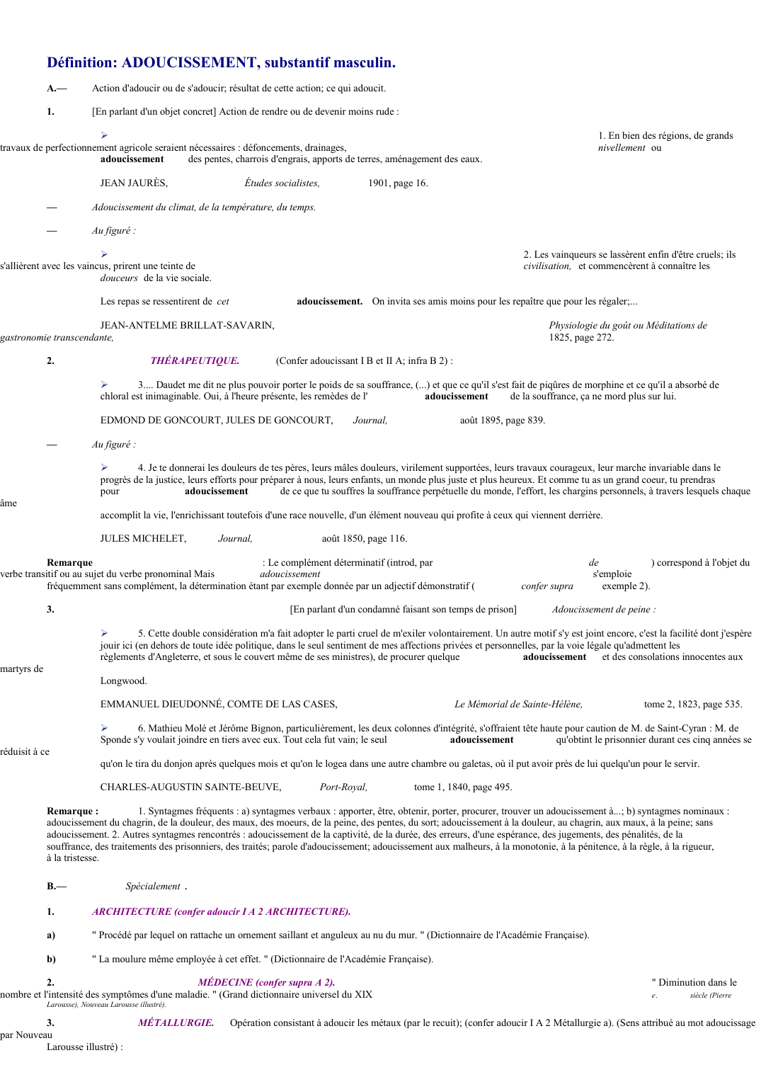 Prévisualisation du document 
	Définition: ADOUCISSEMENT, substantif masculin.