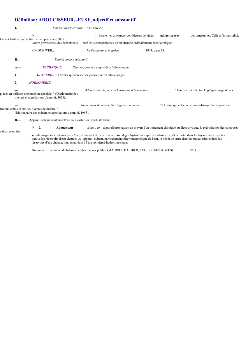 Prévisualisation du document 
	Définition: ADOUCISSEUR, -EUSE, adjectif et substantif.