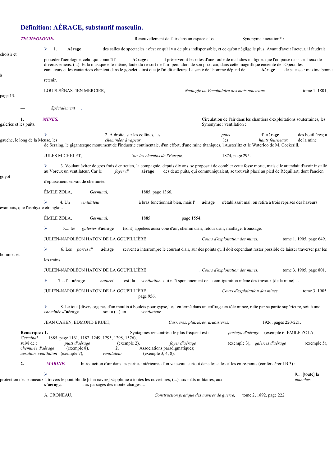 Prévisualisation du document 
	Définition: AÉRAGE, substantif masculin.