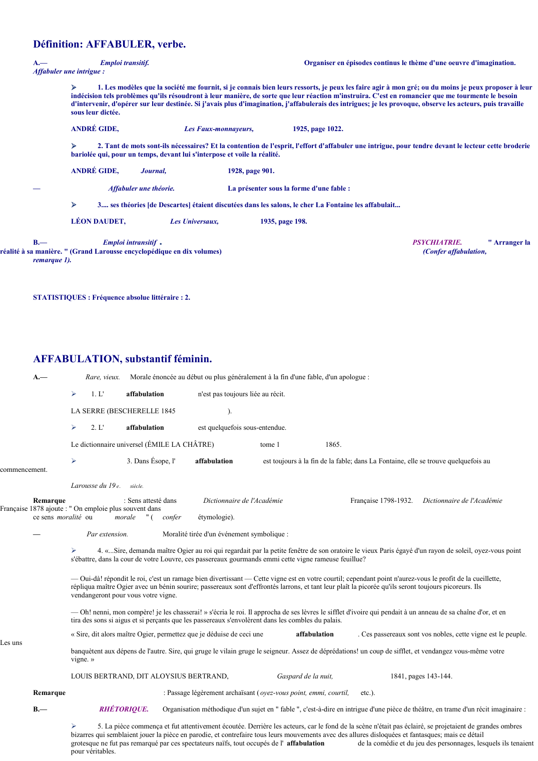 Prévisualisation du document 
	Définition: AFFABULER, verbe.