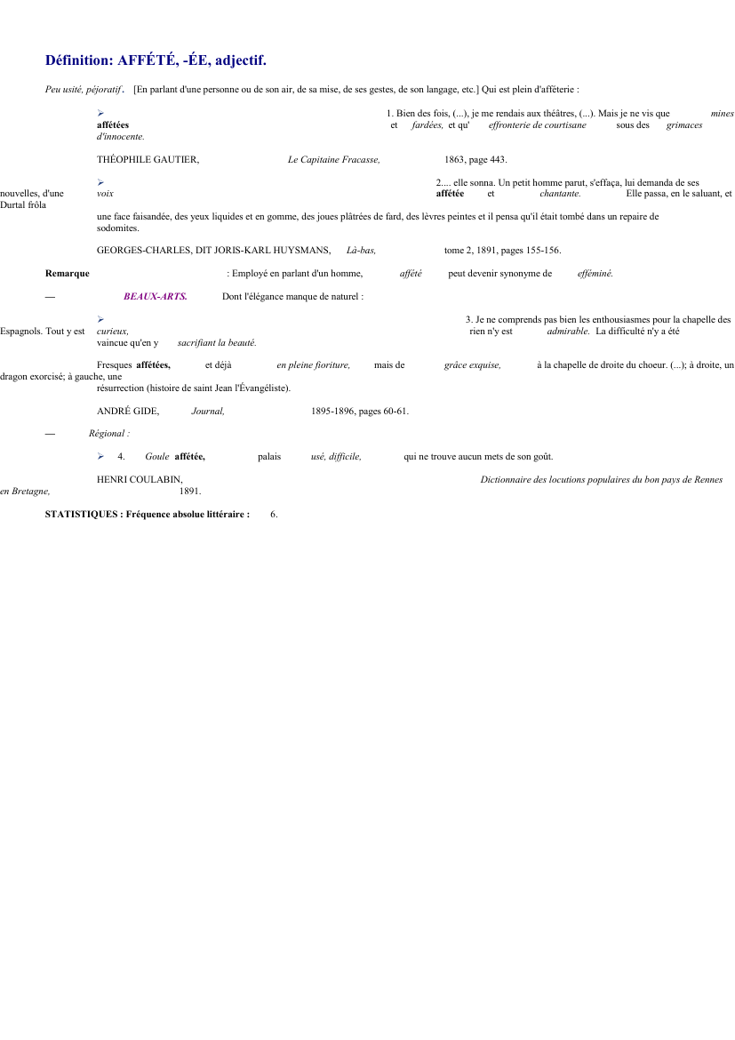 Prévisualisation du document 
	Définition: AFFÉTÉ, -ÉE, adjectif.