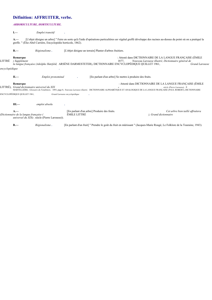 Prévisualisation du document 
	Définition: AFFRUITER, verbe.