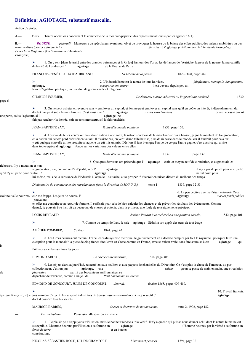Prévisualisation du document 
	Définition: AGIOTAGE, substantif masculin.