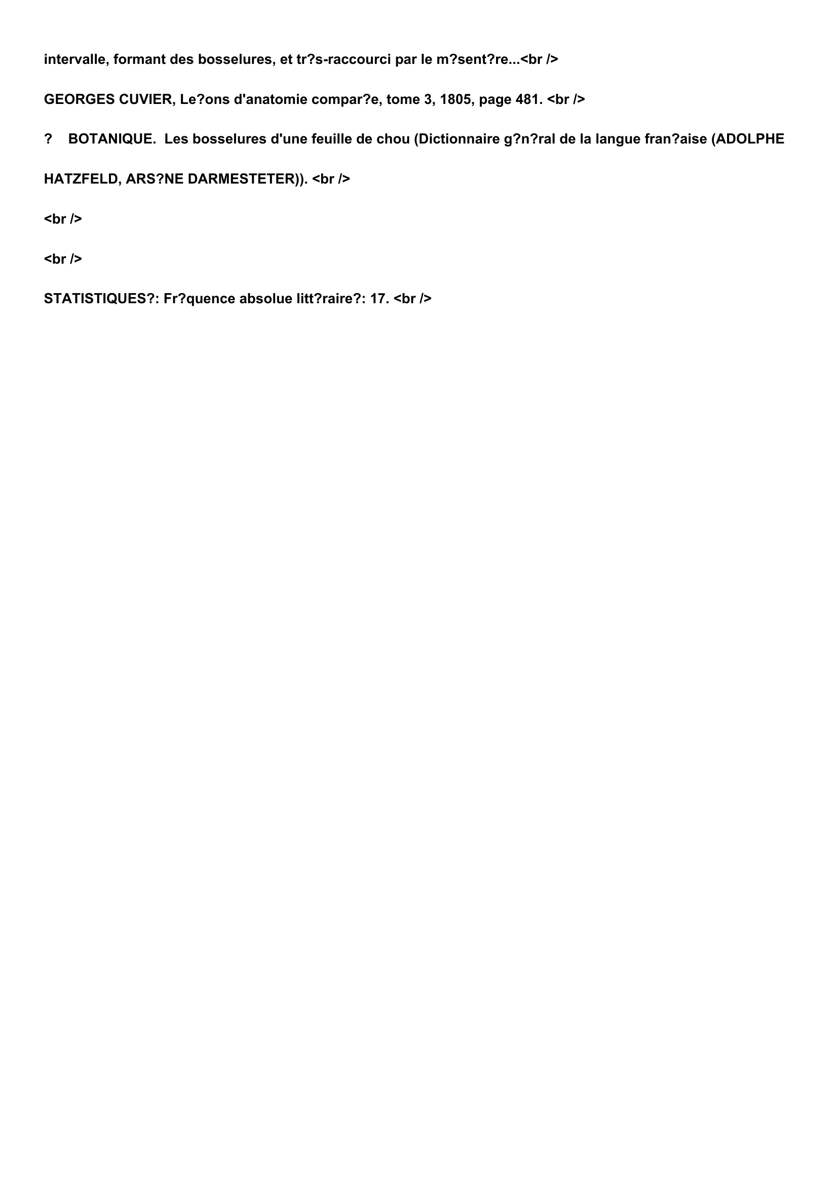 Prévisualisation du document Définition:
BOSSELURE, substantif féminin.