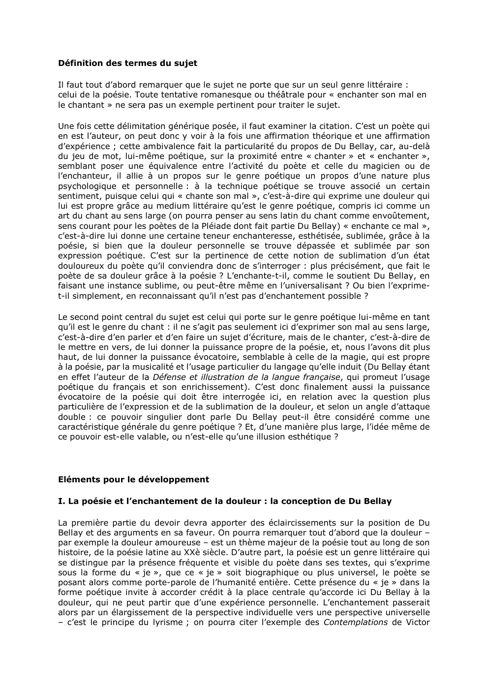 Prévisualisation du document Définition des termes du sujet
Il faut tout d’abord remarquer que le sujet ne porte que sur un seul genre...