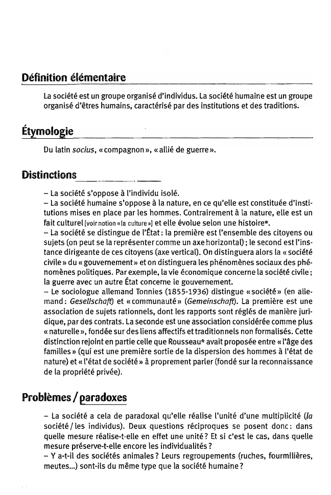 Prévisualisation du document Définition élémentaire
-----------------------La société est un groupe organisé d'individus. La société humaine est un groupe
organisé d'êtres humains, caractérisé par...