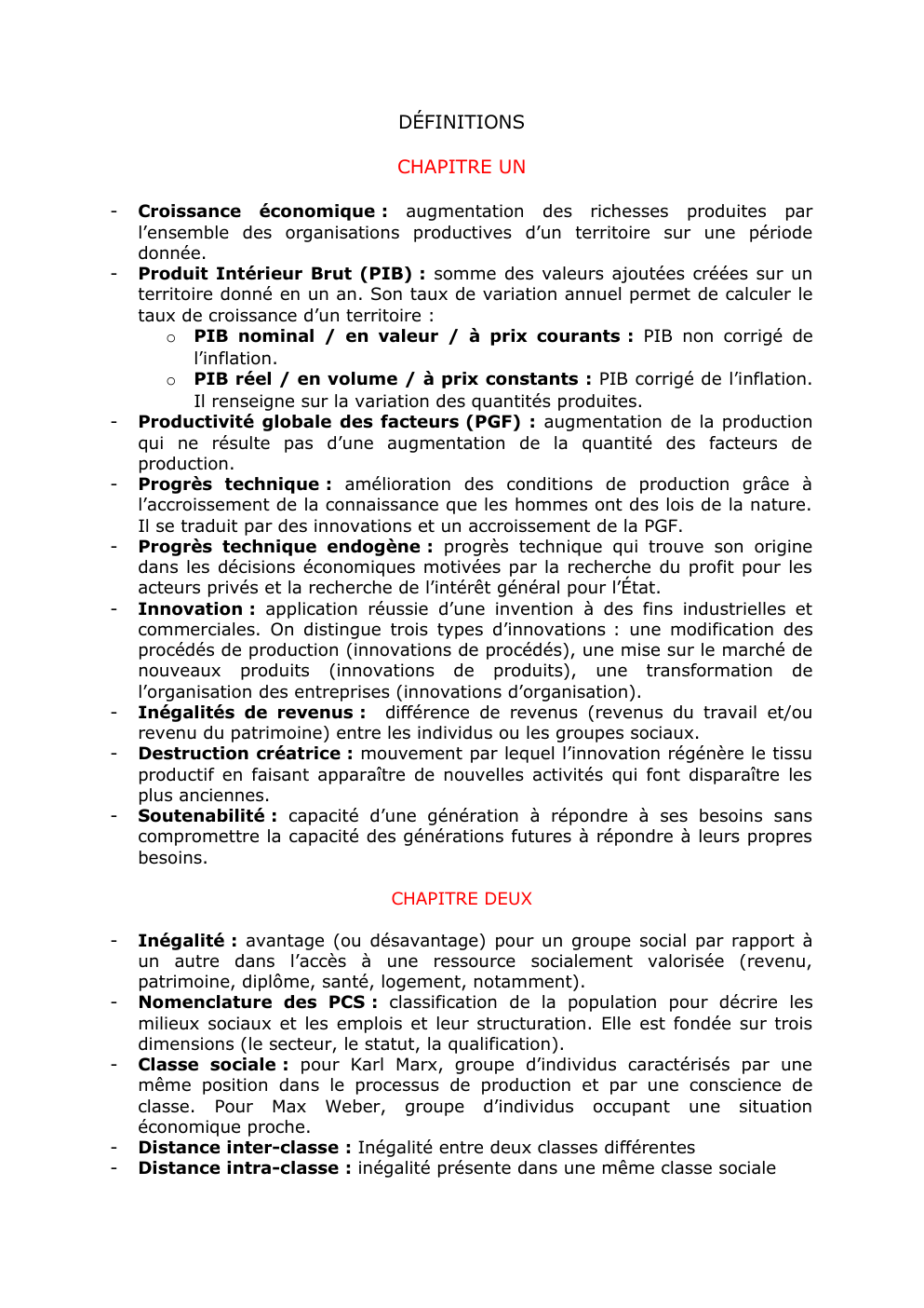 Prévisualisation du document Definition SES 3 premiers chapitres