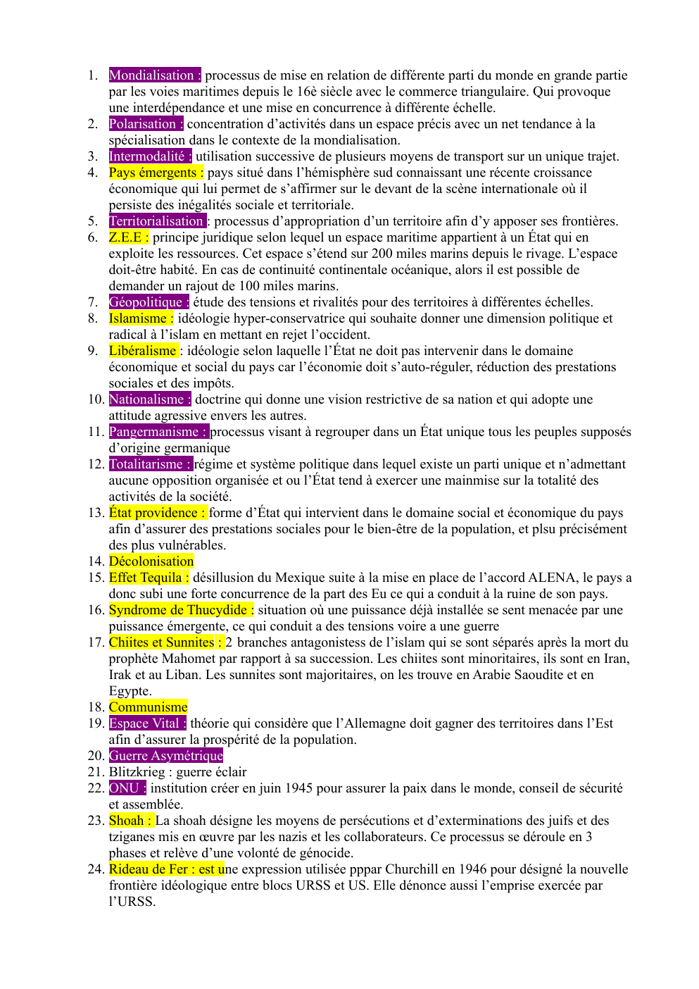 Prévisualisation du document Definition Terminale Histoire Géographie