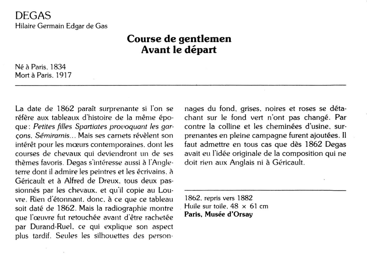 Prévisualisation du document DEGAS Hilaire Germain Edgar de Gas : Course de gentlemen Avant le départ