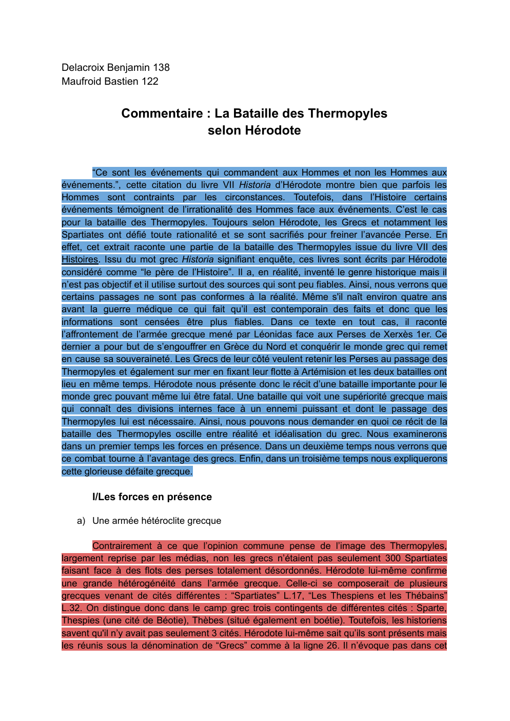 Prévisualisation du document Delacroix Benjamin 138 Maufroid Bastien 122  Commentaire : La Bataille des Thermopyles