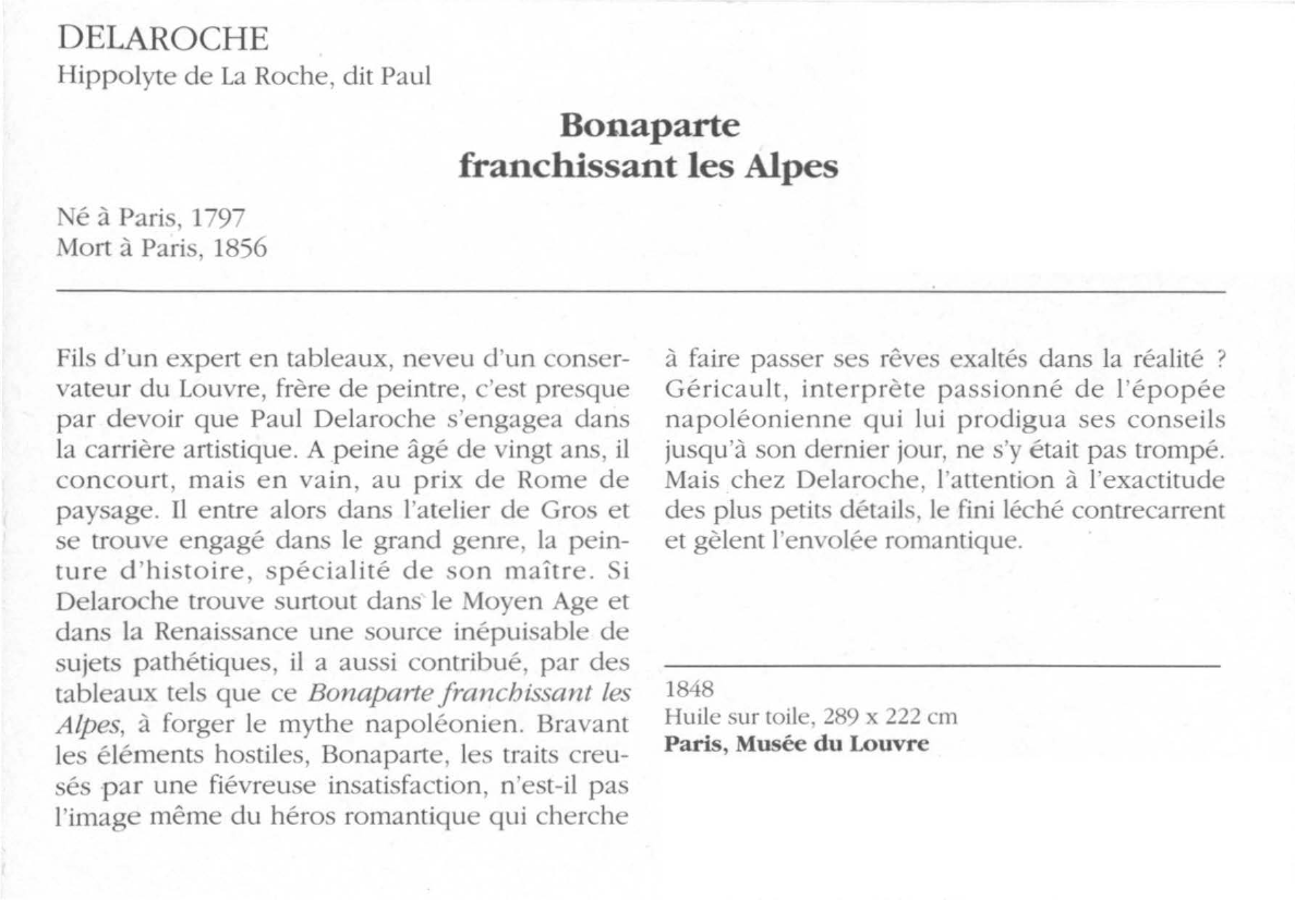 Prévisualisation du document DELAROCHE Hippolyte de La Roche, dit Paul : Bonaparte franchissant les Alpes