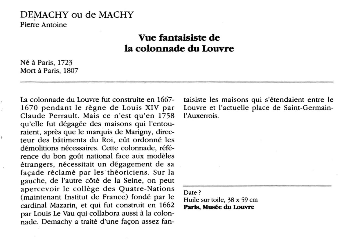 Prévisualisation du document DEMACHY ou de MACHY Pierre Antoine : Vue fantaisiste de la colonnade du Louvre