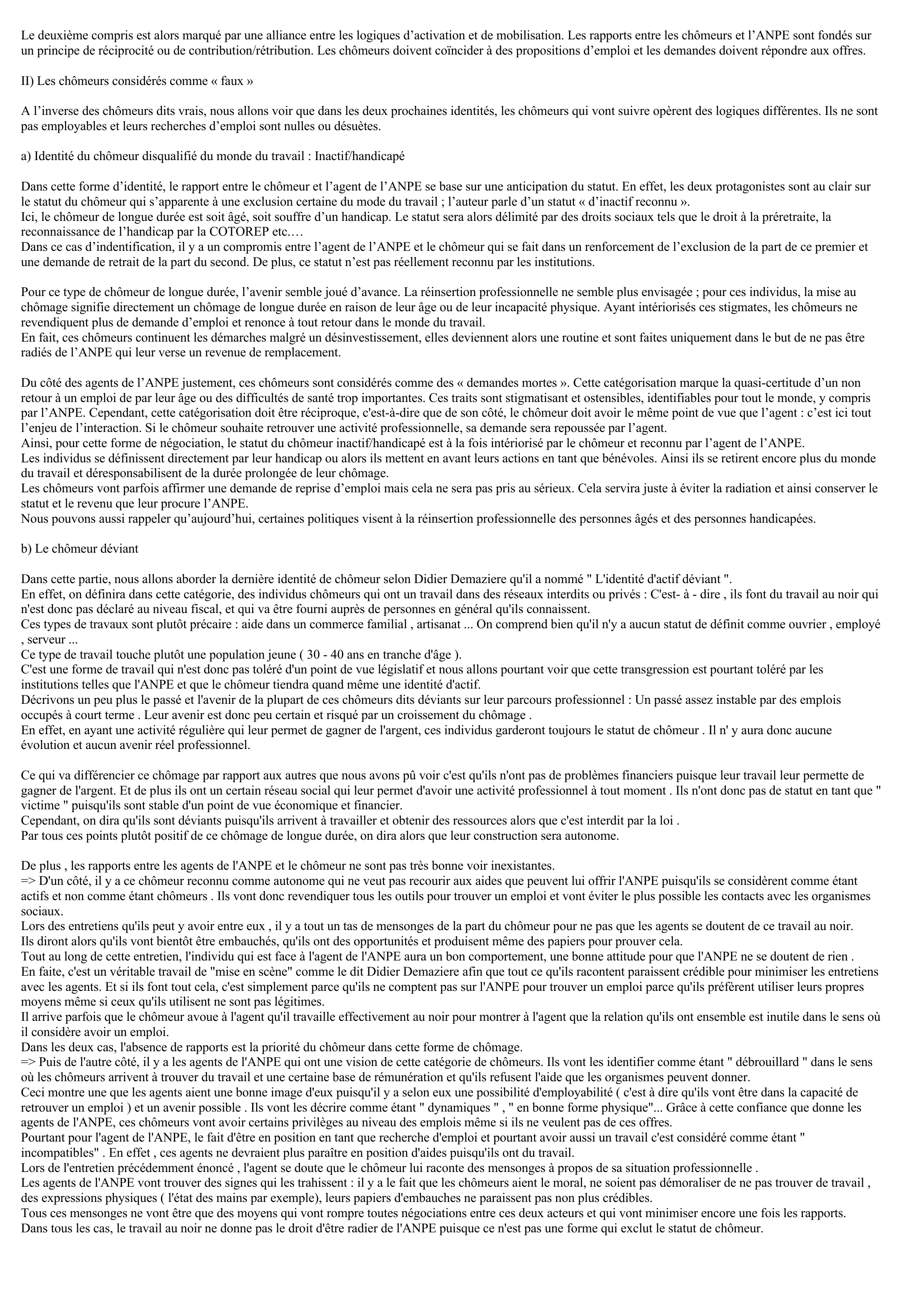 Prévisualisation du document DEMAZIERE Didier, La négociation des chômeurs de longue durée, in Revue Française de Sociologie, Ophrys édition