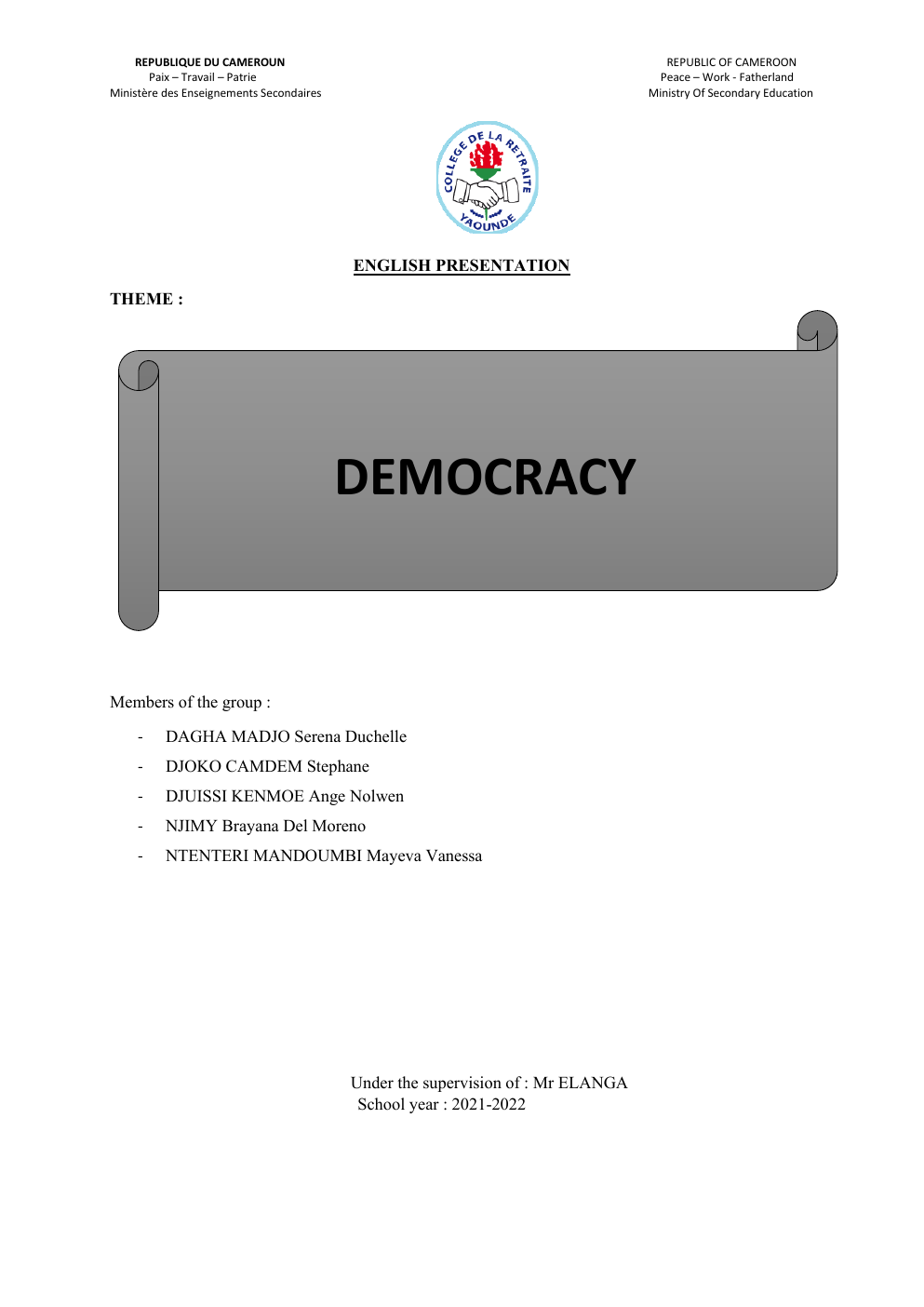 Prévisualisation du document DEMOCRACY (essay)