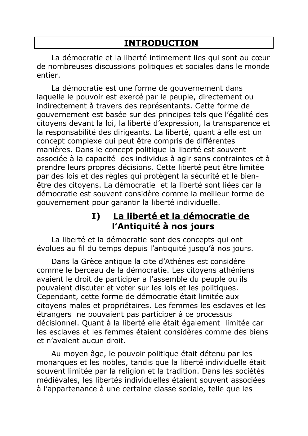 Prévisualisation du document Démocratie et liberté (analyse)