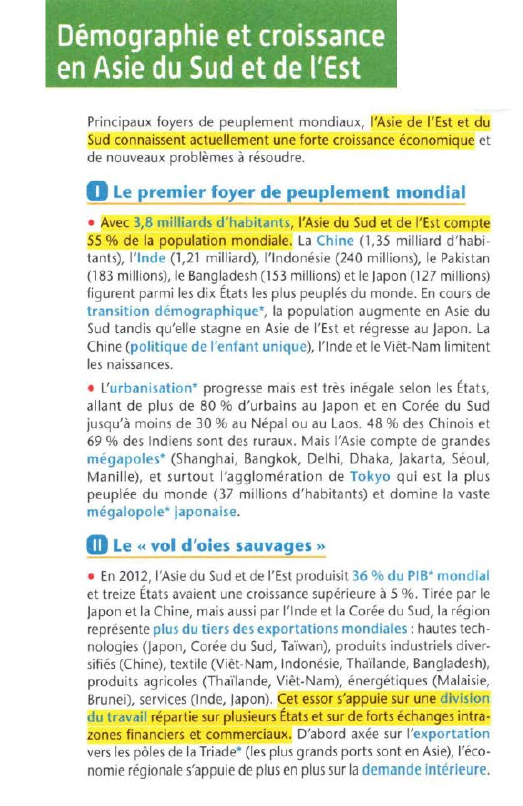 Prévisualisation du document Démographie et croissance
en Asie du Sud et de l'Est
Principaux foyers de peuplement mondiauxJ 'Asie de l'Est et du...