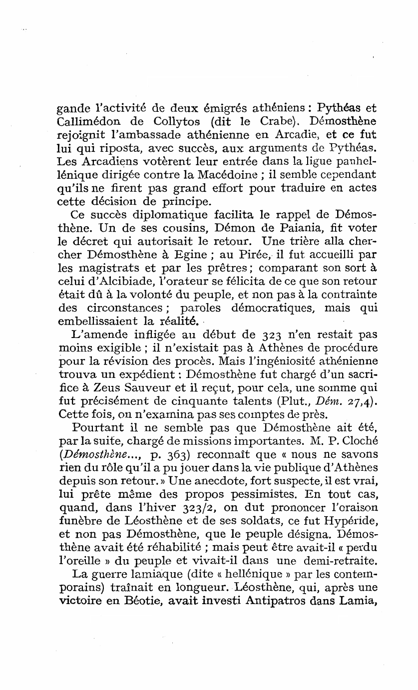 Prévisualisation du document DÉMOSTHÈNE: LE RETOUR ET LA MORT