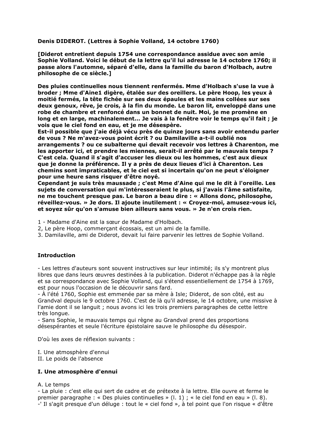 Prévisualisation du document Denis DIDEROT. (Lettres à Sophie Volland, 14 octobre 1760)