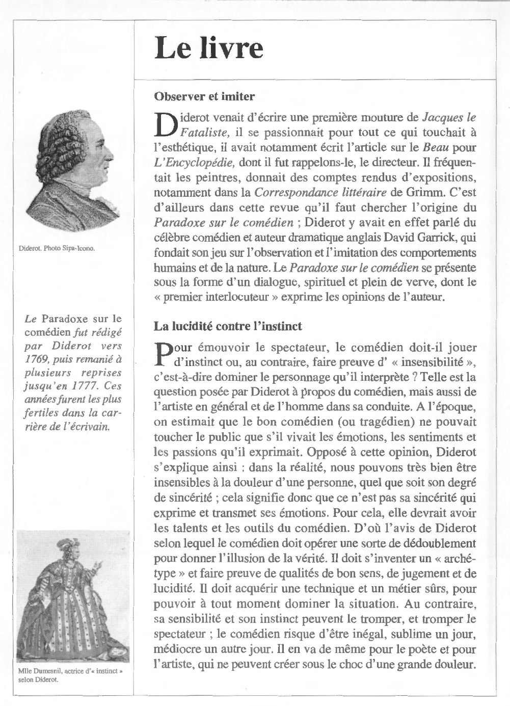 Prévisualisation du document Denis DIDEROT : Paradoxe sur le comédien