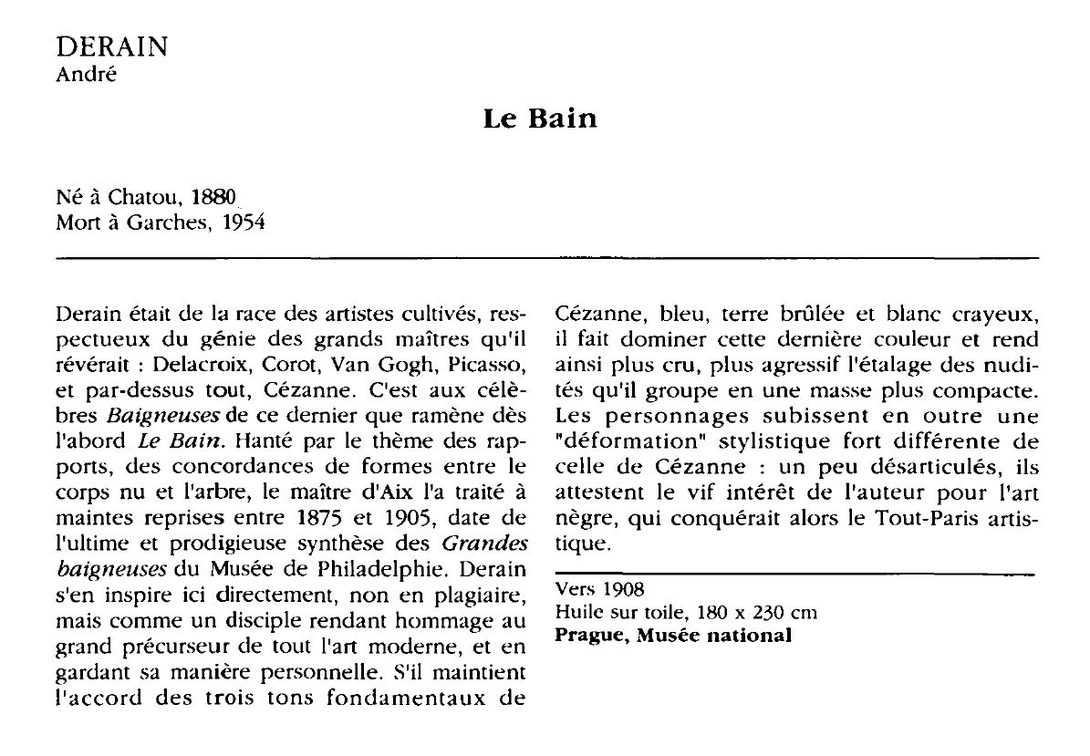 Prévisualisation du document DERAIN André : Le Bain