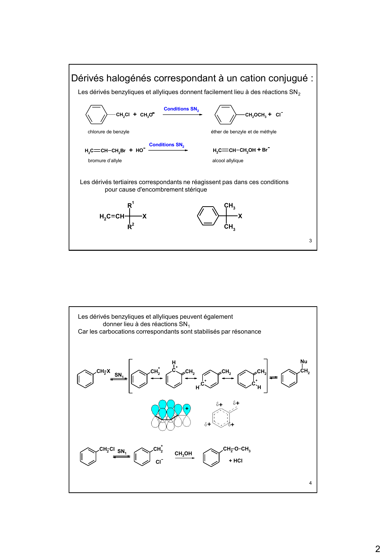 Prévisualisation du document Dérivés halogénés
aromatiques

1

Dérivés halogénés particuliers
Dérivés correspondant à un cation conjugué :

CH2