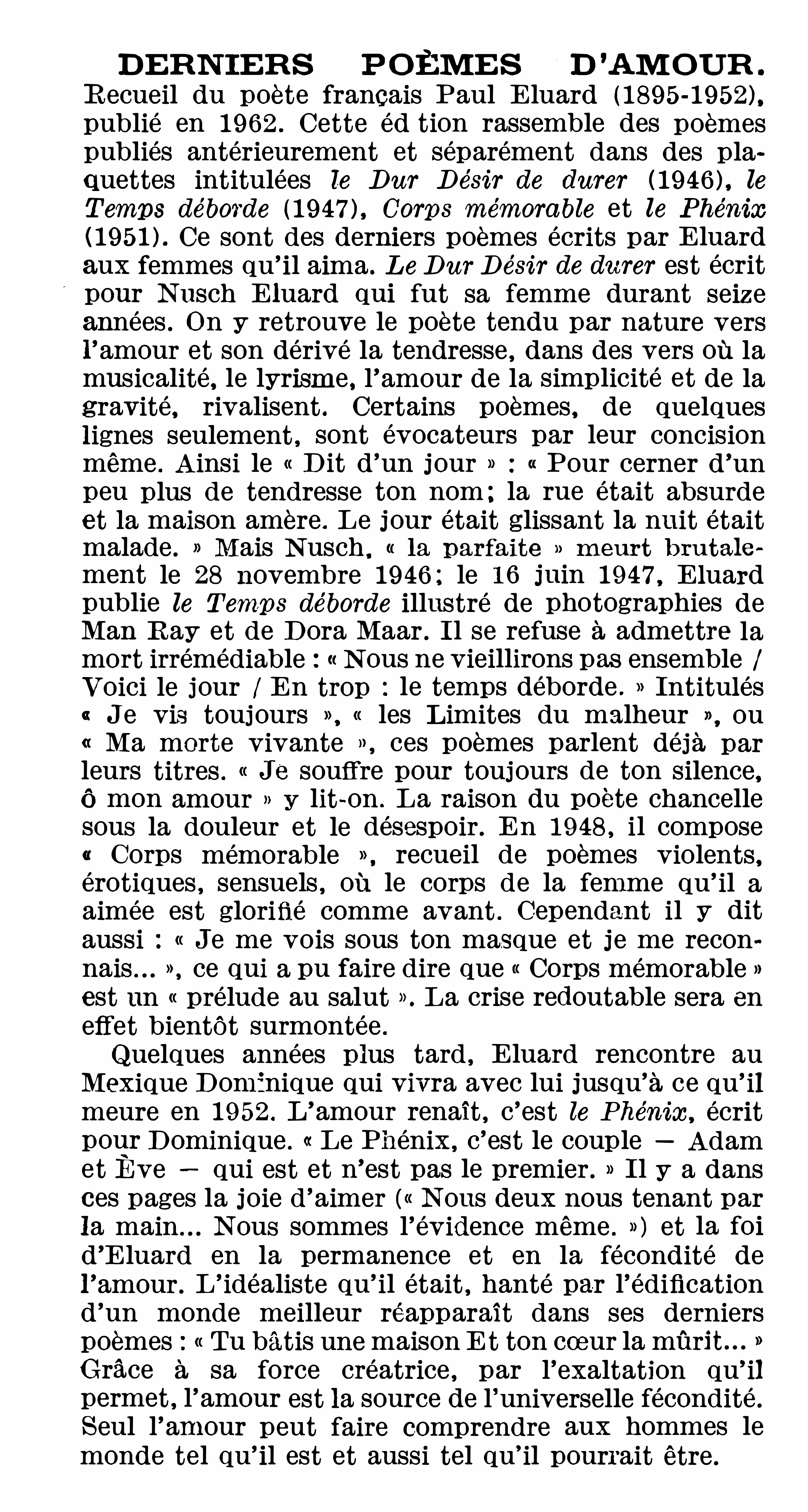 Prévisualisation du document Derniers Poèmes d'amour d'Eluard