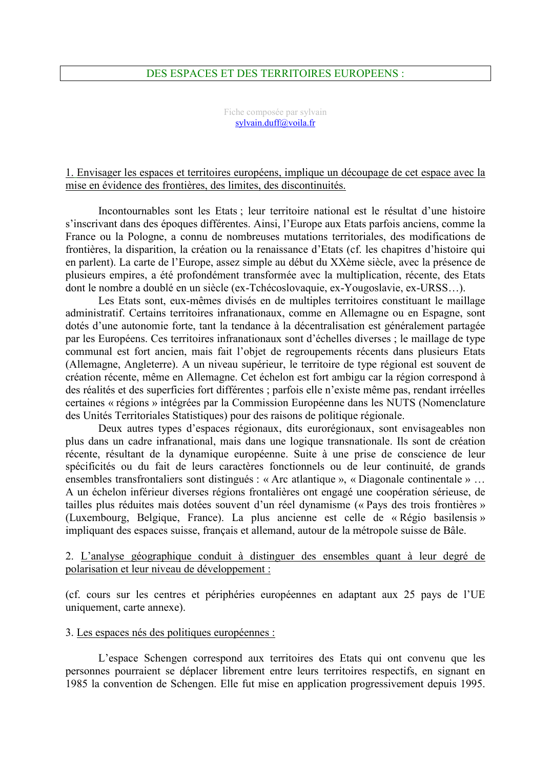 Prévisualisation du document DES ESPACES ET DES TERRITOIRES EUROPEENS