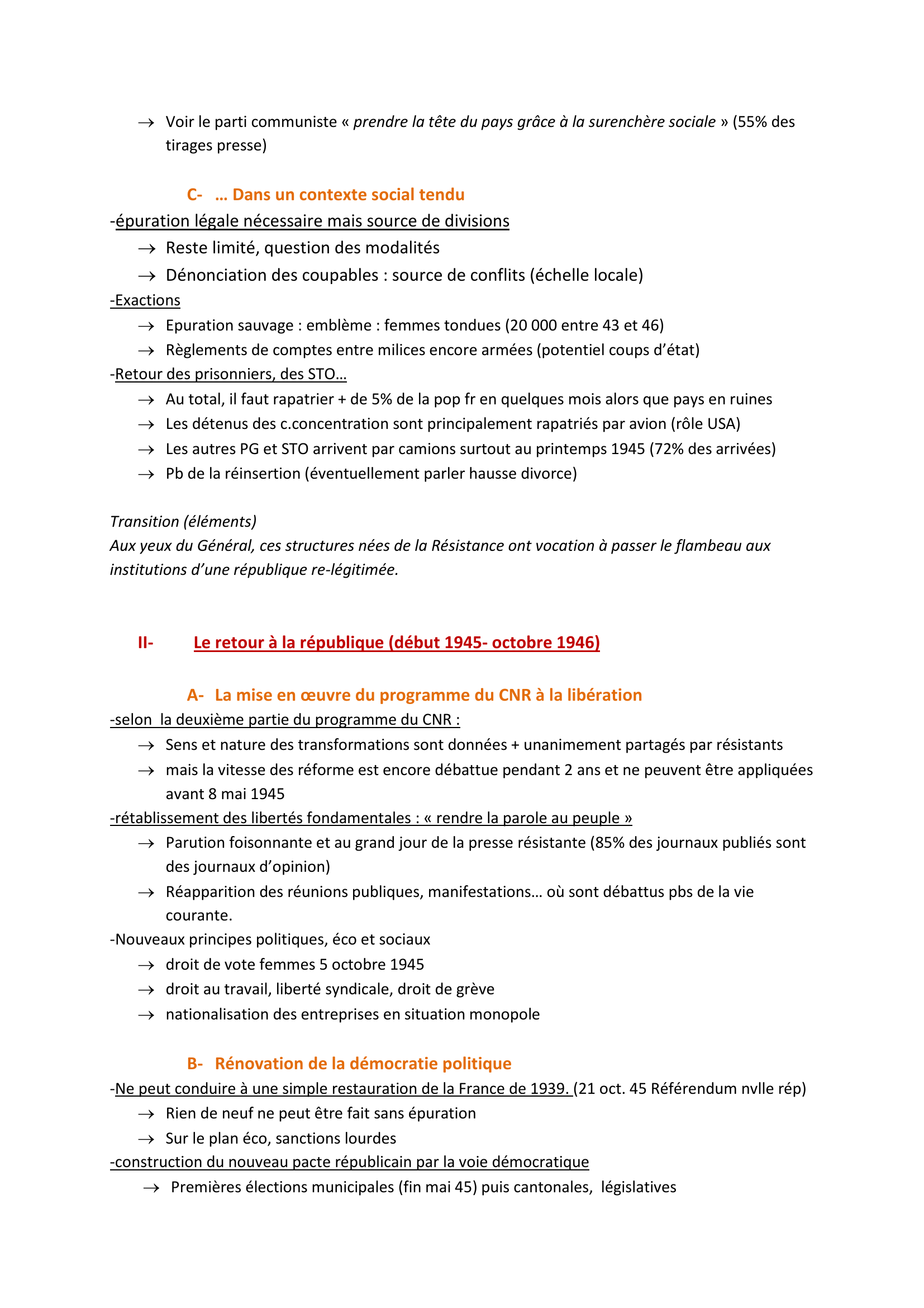 Prévisualisation du document Des idéaux de la Résistance à la refondation républicaine après la Libération (1944-1946). Contrôle d'histoire)