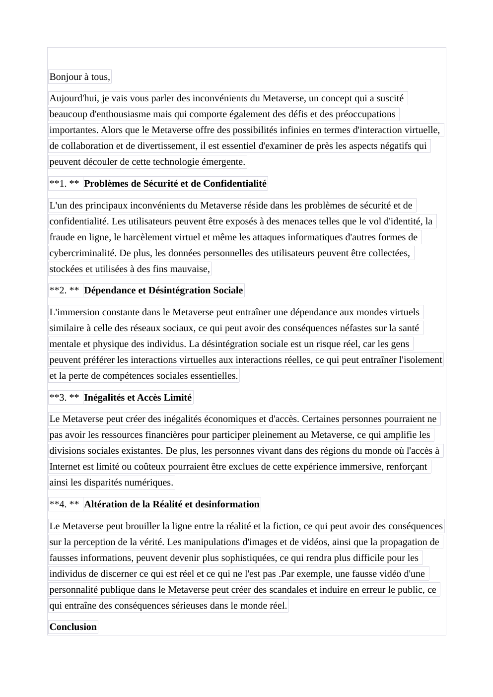 Prévisualisation du document Des inconvénients du Metaverse