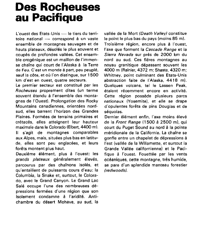 Prévisualisation du document Des Rocheusesau Pacifique (géographie).