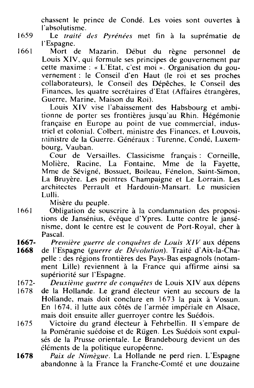 Prévisualisation du document Des traités de Westphalie à la Révolution française (1648-1789) - chronologie