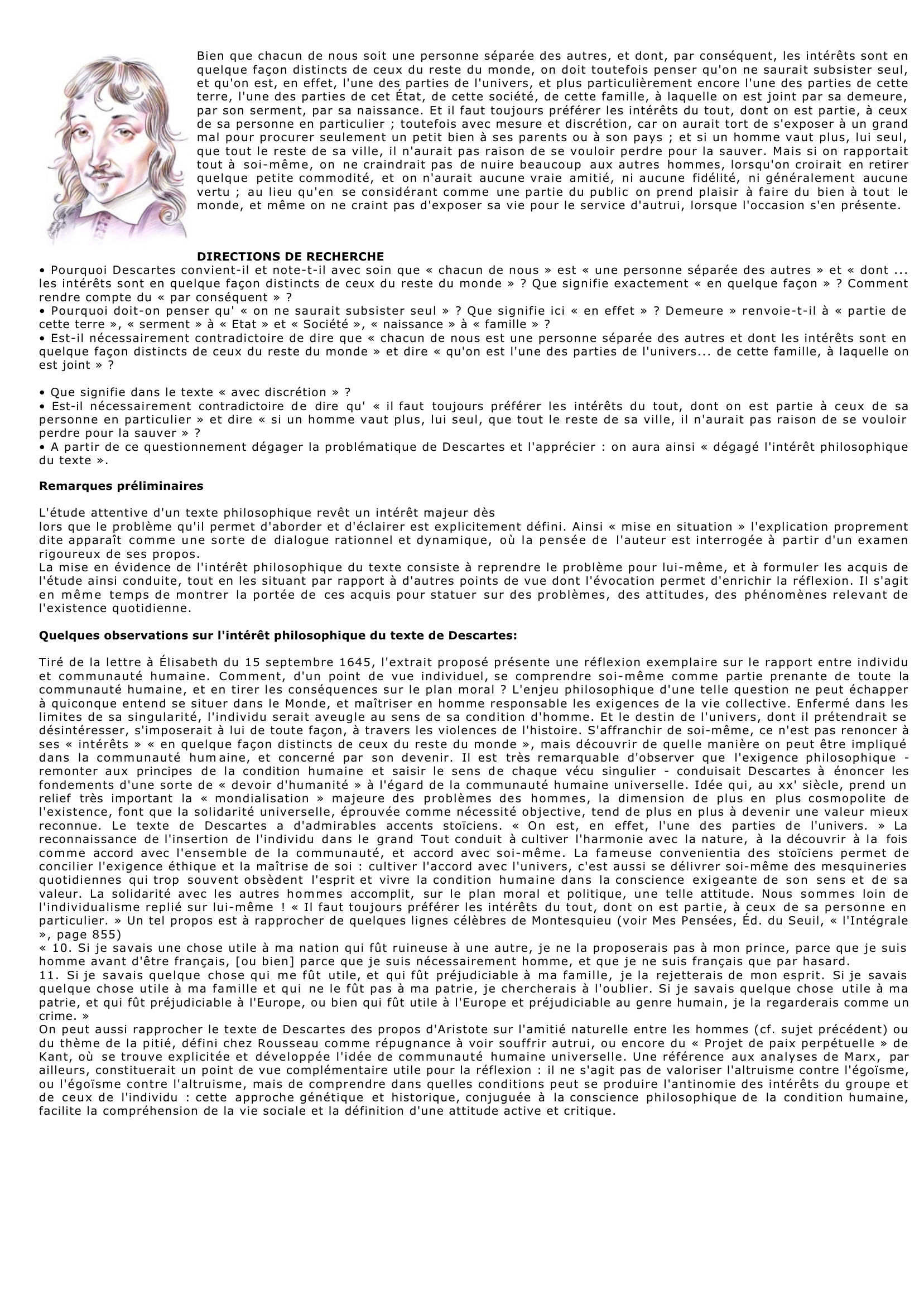 Prévisualisation du document DESCARTES et Bien que chacun de nous soit une personne séparée des autres