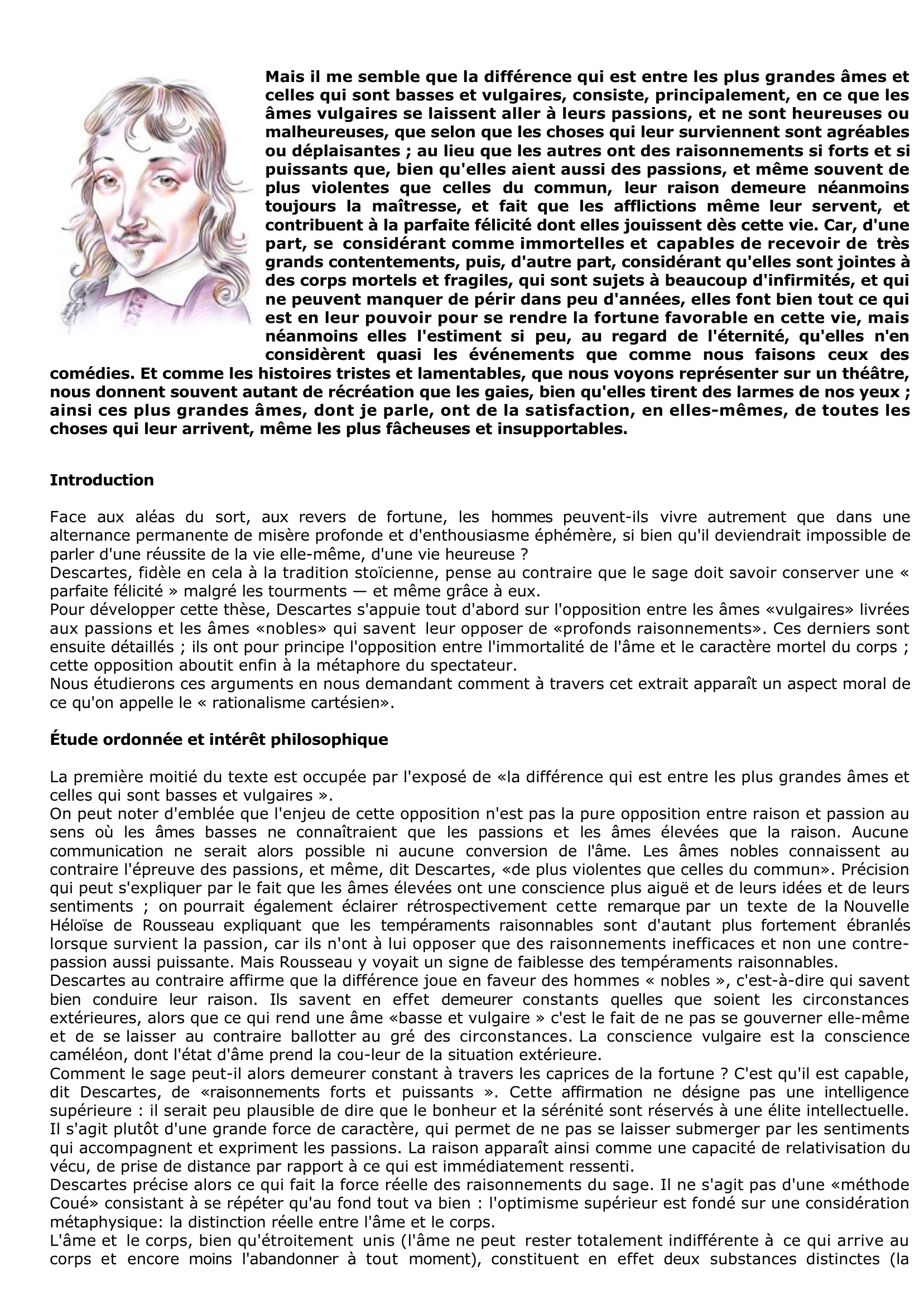 Prévisualisation du document DESCARTES et la différence qui est entre les plus grandes âmes et celles qui sont basses et vulgaires