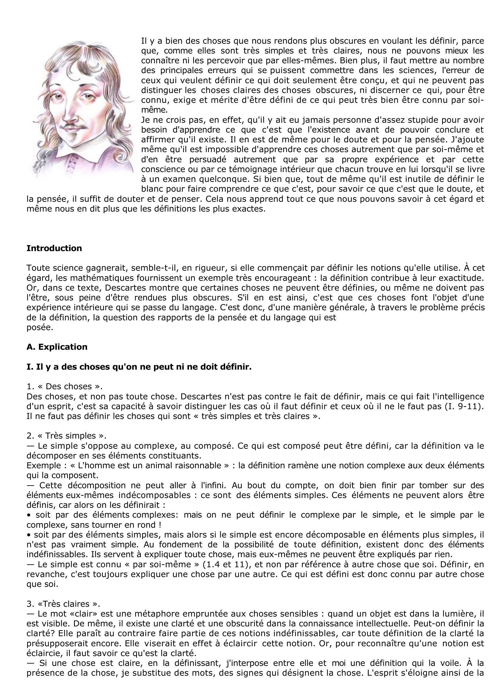 Prévisualisation du document DESCARTES: Il y a bien des choses que nous rendons plus obscures
