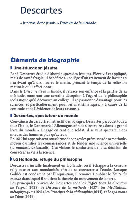 Prévisualisation du document Descartes
• Je pense, donc je suis. » Discours de la méthode

Éléments de biographie
t Une éducation jésuite

René...