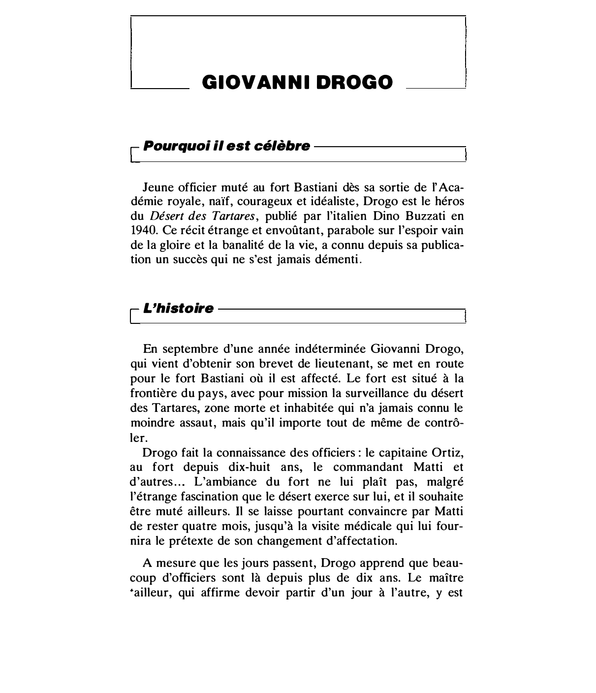 Prévisualisation du document Désert des Tartares, le [Dino Buzzati] - Fiche de lecture.