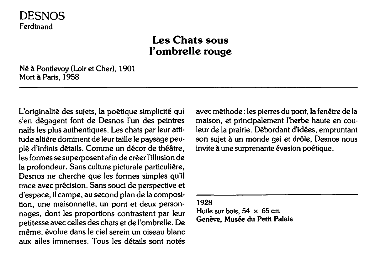 Prévisualisation du document DESNOS Ferdinand : Les Chats sous l'ombrelle rouge