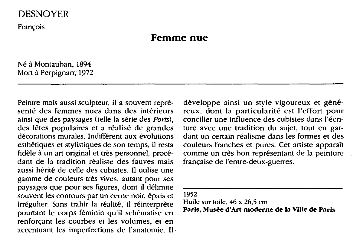 Prévisualisation du document DESNOYER François : Femme nue