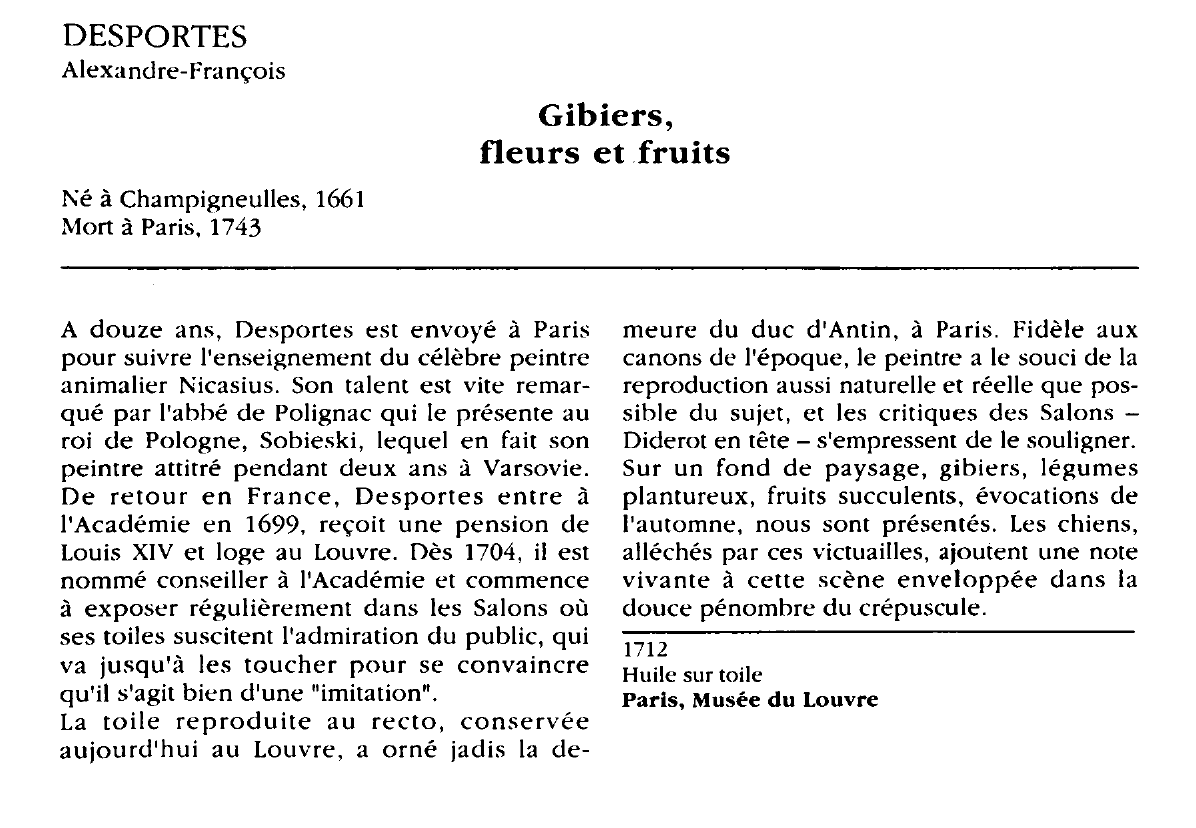 Prévisualisation du document DESPORTES Alexandre-François : Gibiers, fleurs et fruits