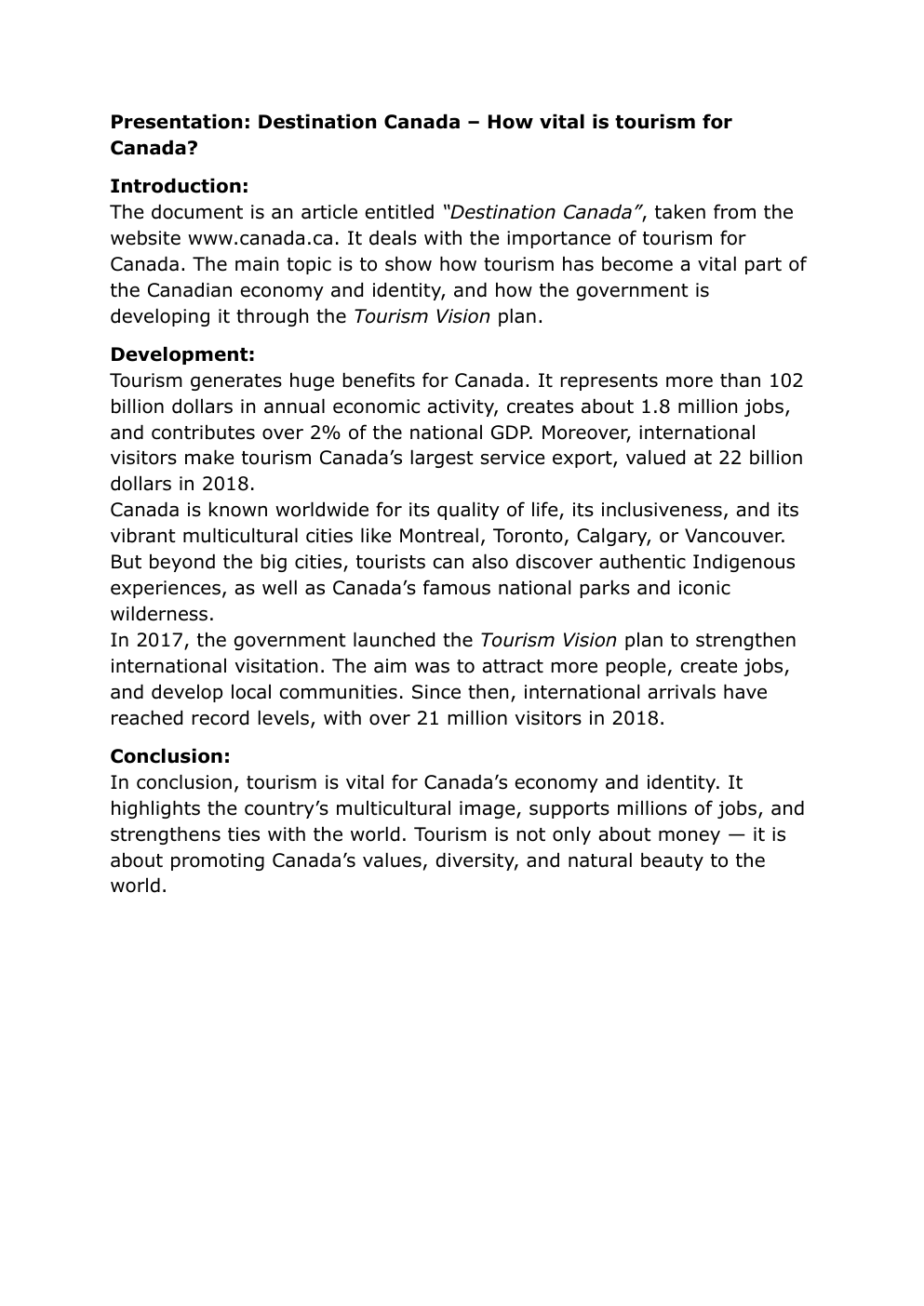 Prévisualisation du document Destination Canada – How vital is tourism for Canada?